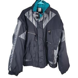 Vintage 80’s Mountain Goat Men Skiwear Jacket Size Large Black Winter Puffer